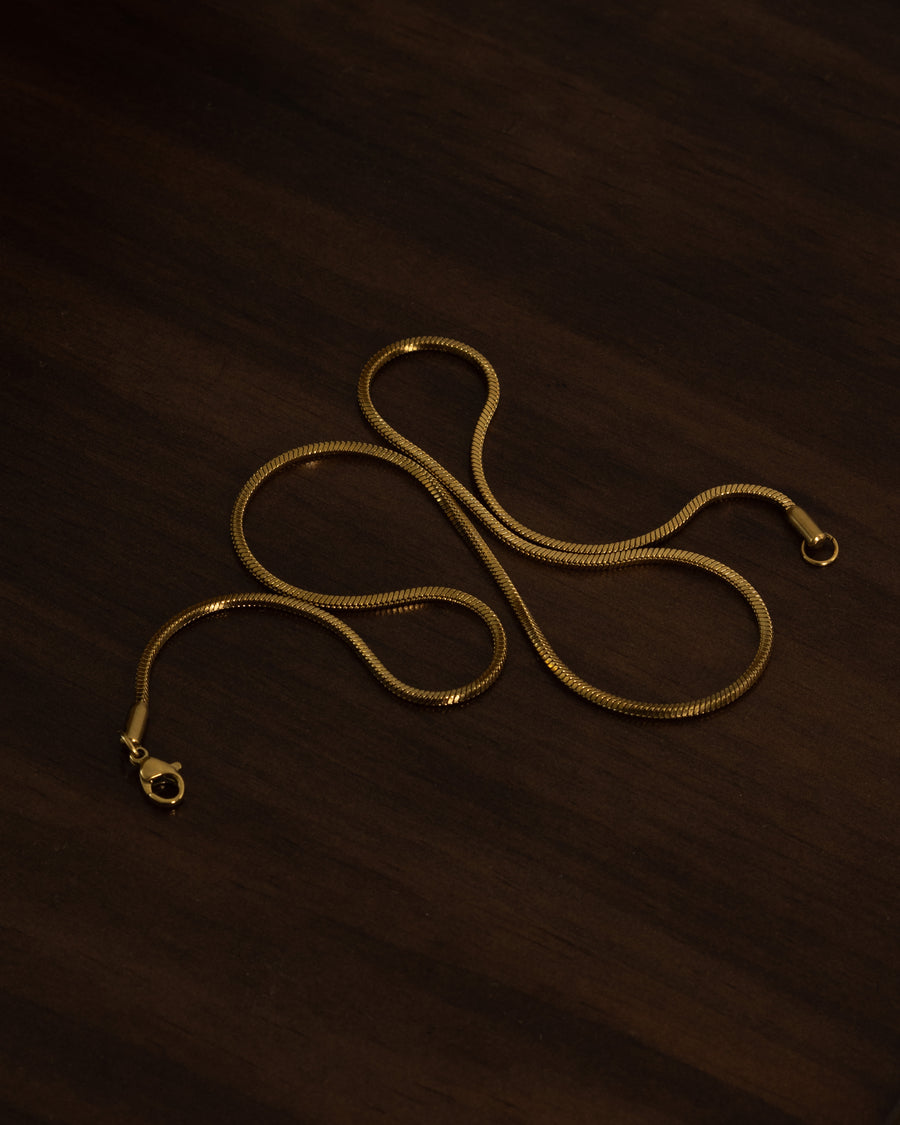 Maelie Square Snake Chain Herringbone Necklace