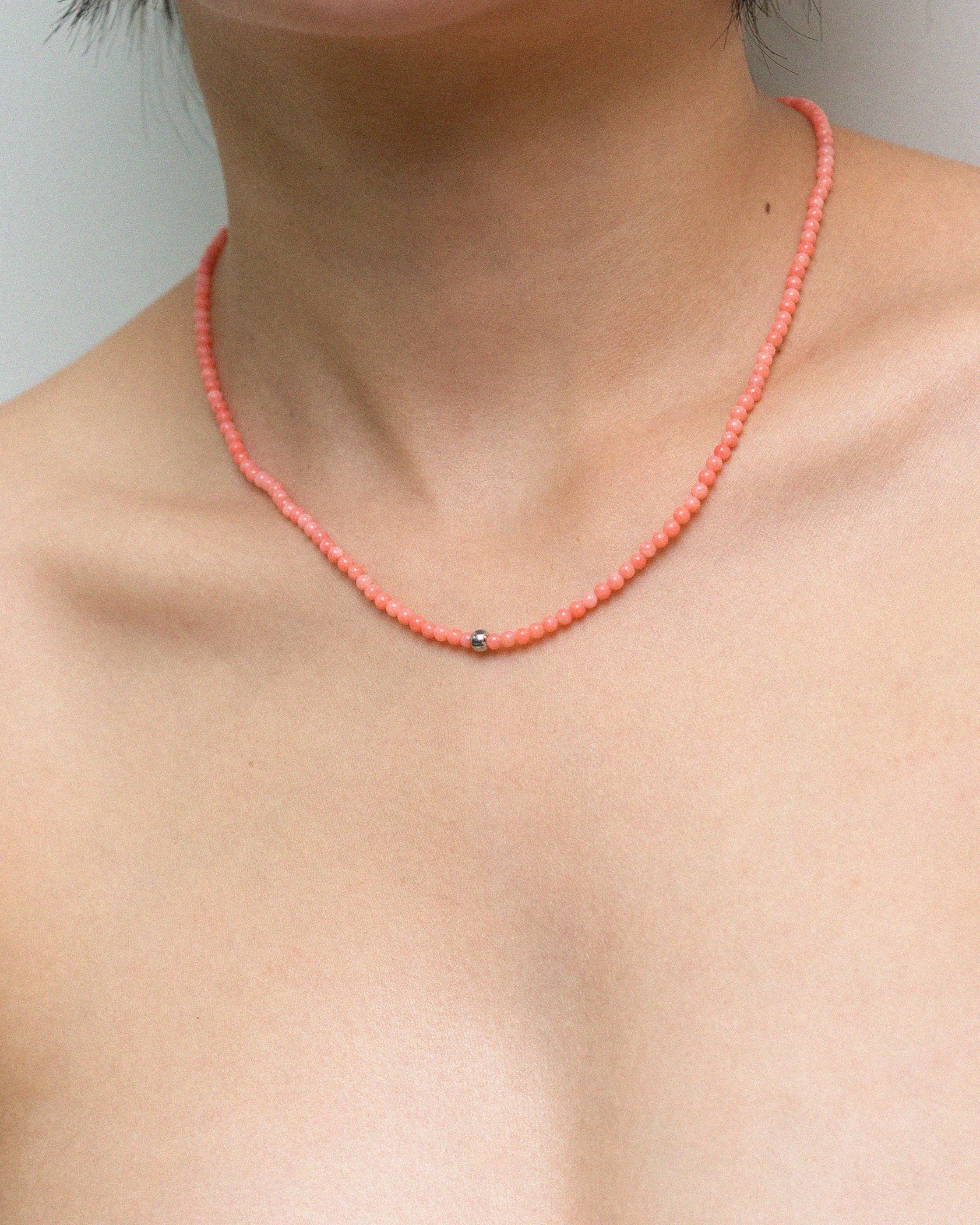 Juv Petite Coral Pink Beaded Necklace
