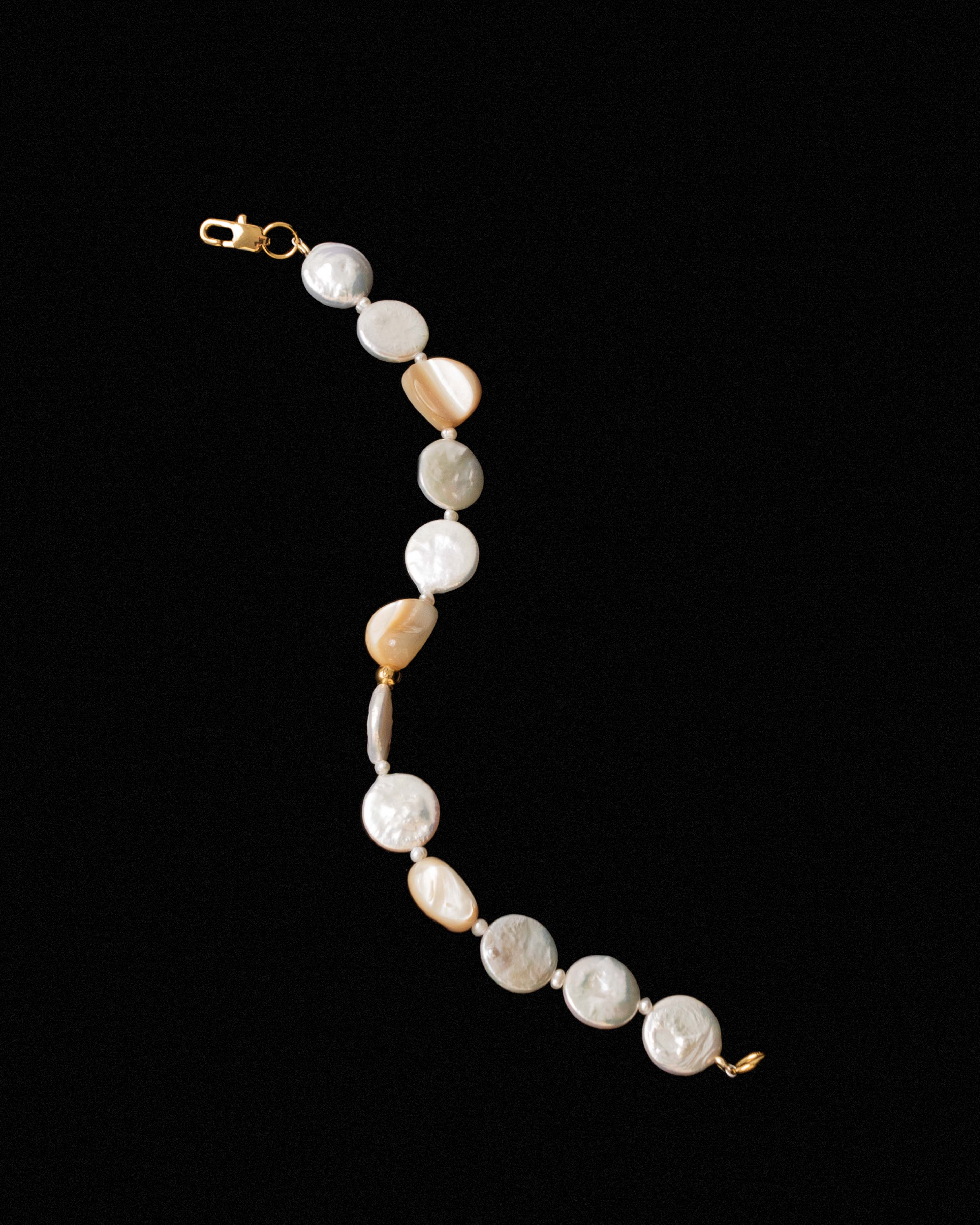 Mia Coin Pearl Freshwater Shell Beaded Bracelet