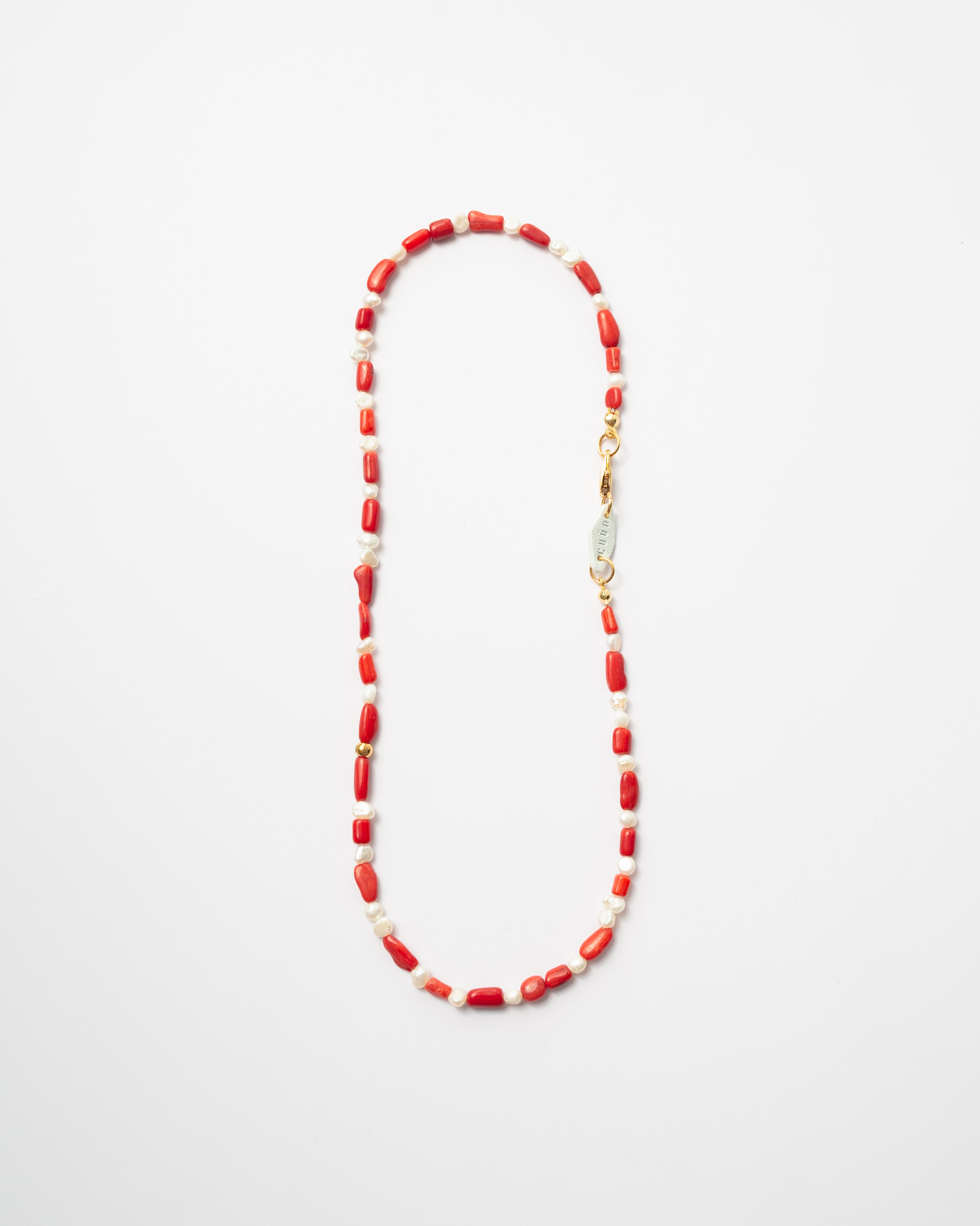 Favia Crimson Coral Beaded Pearl Necklace