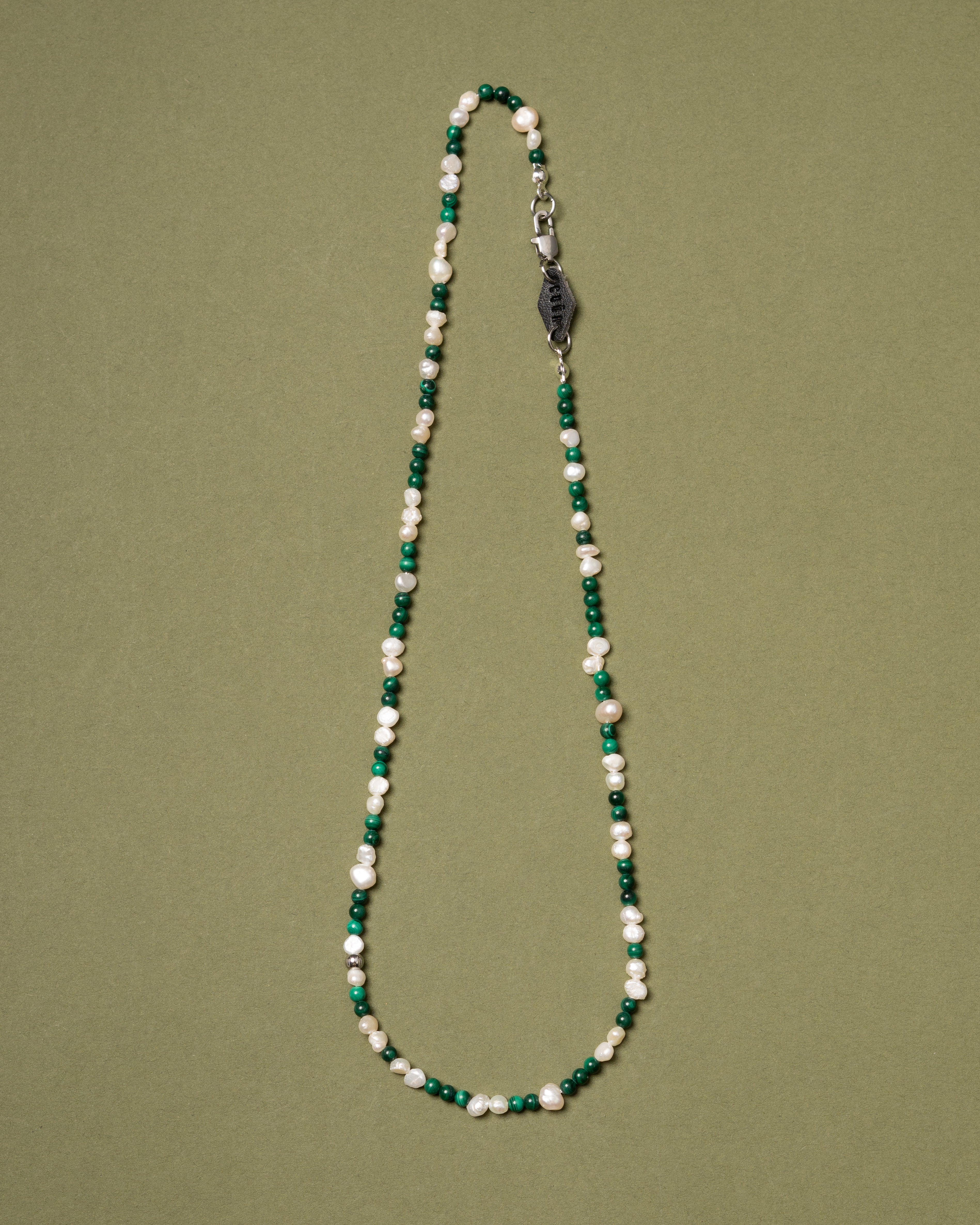 Ridia Petite Malachite Beaded Pearl Necklace