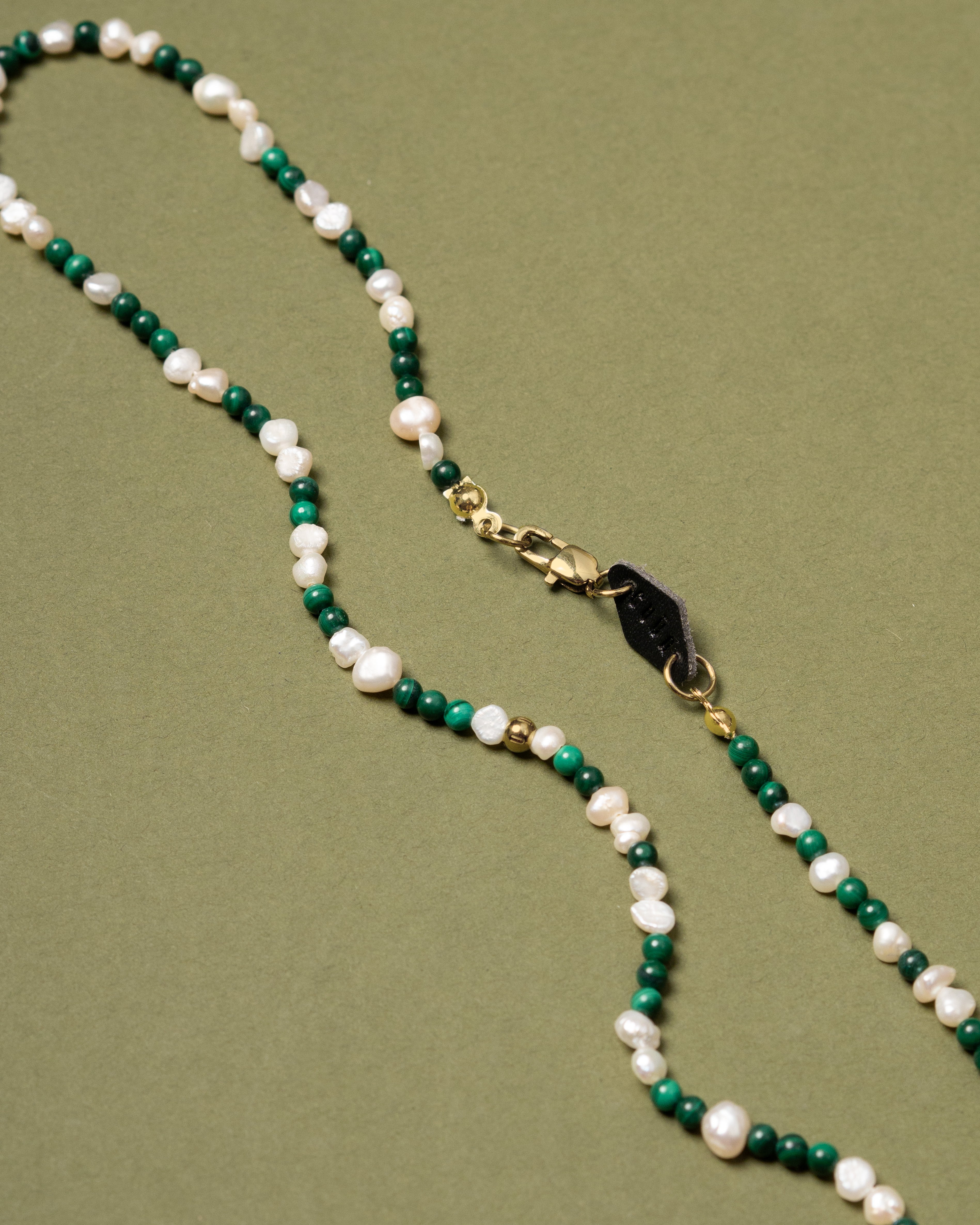 Ridia Petite Malachite Beaded Pearl Necklace