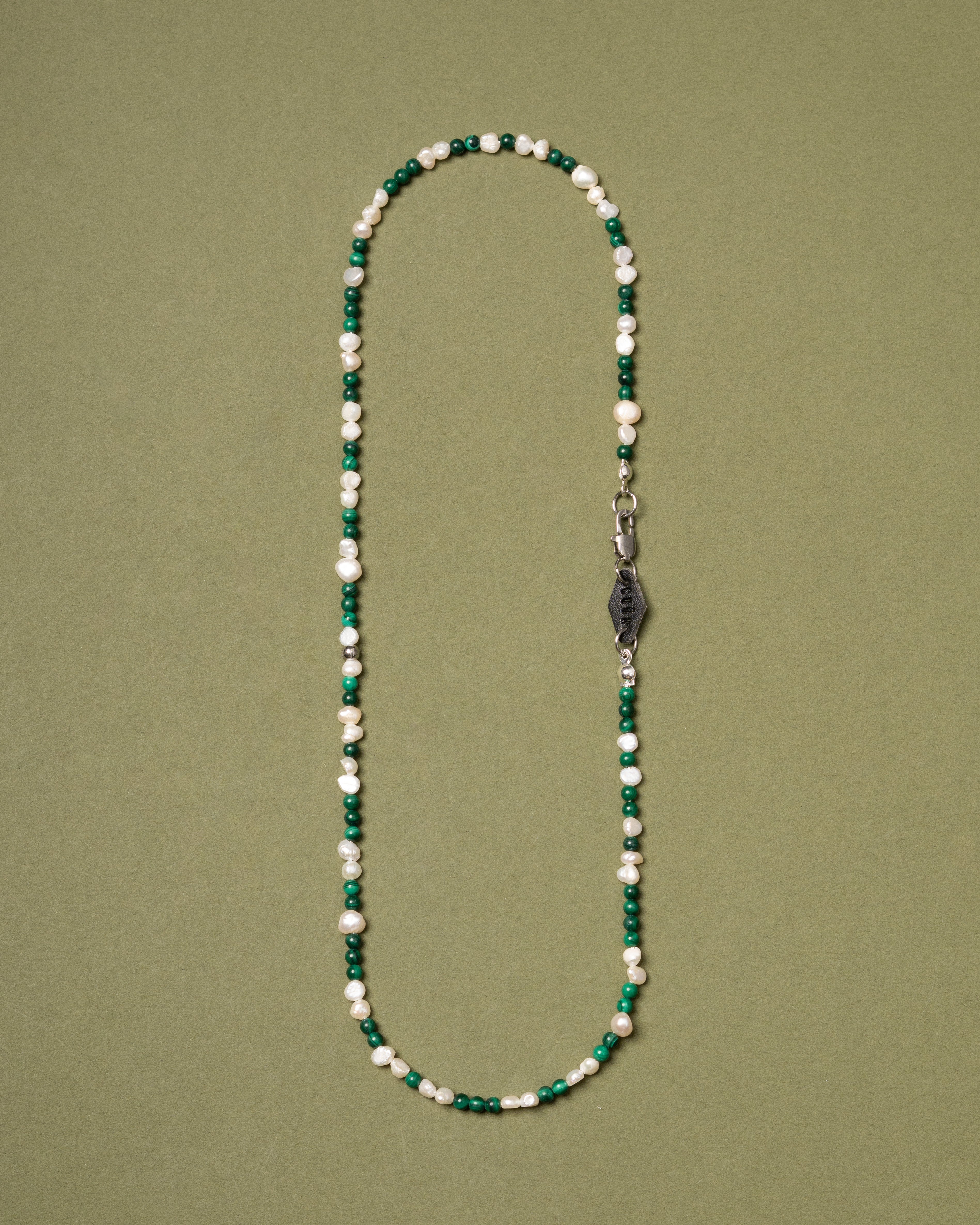 Ridia Petite Malachite Beaded Pearl Necklace