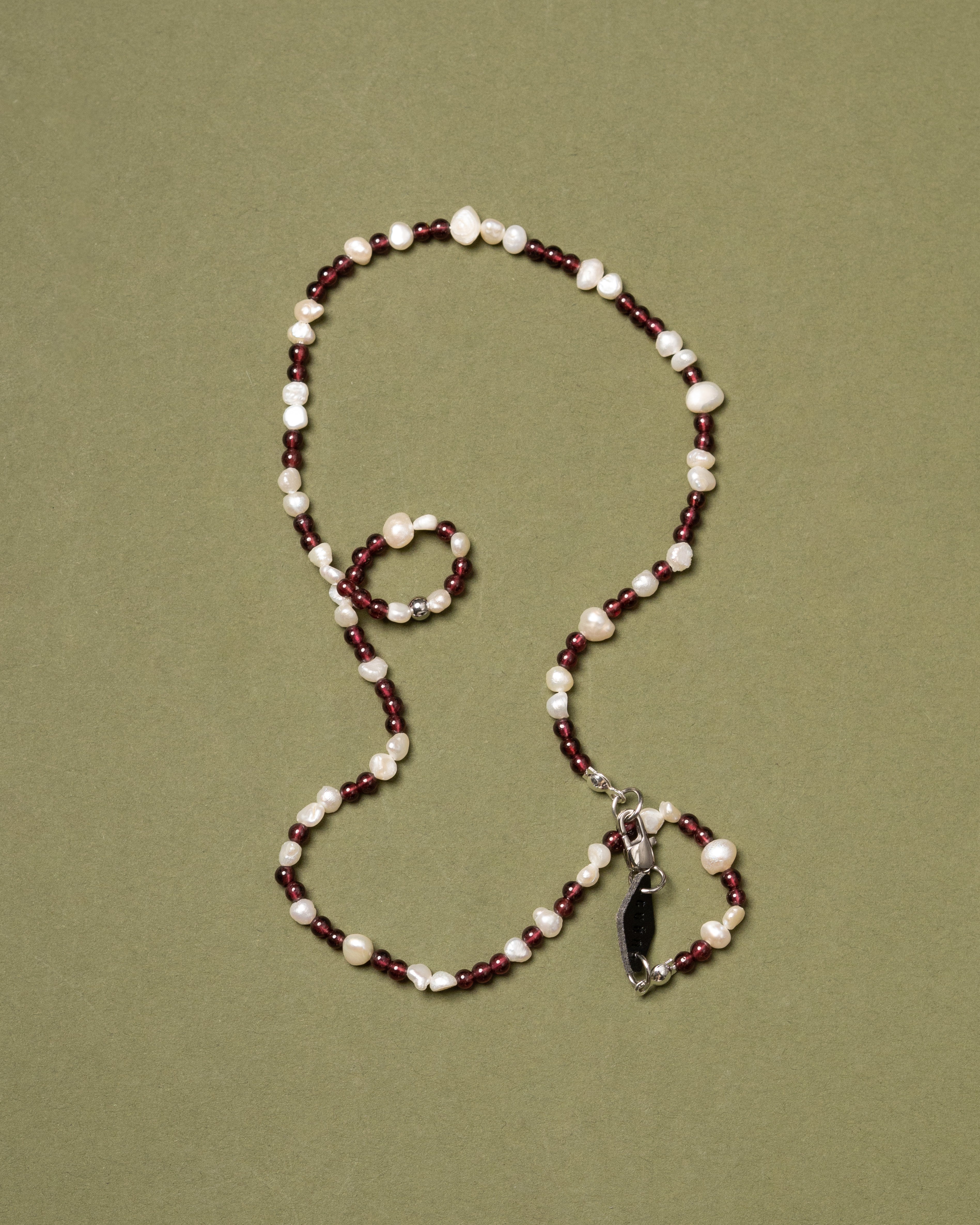 Rosso Petite Garnet Beaded Pearl Necklace