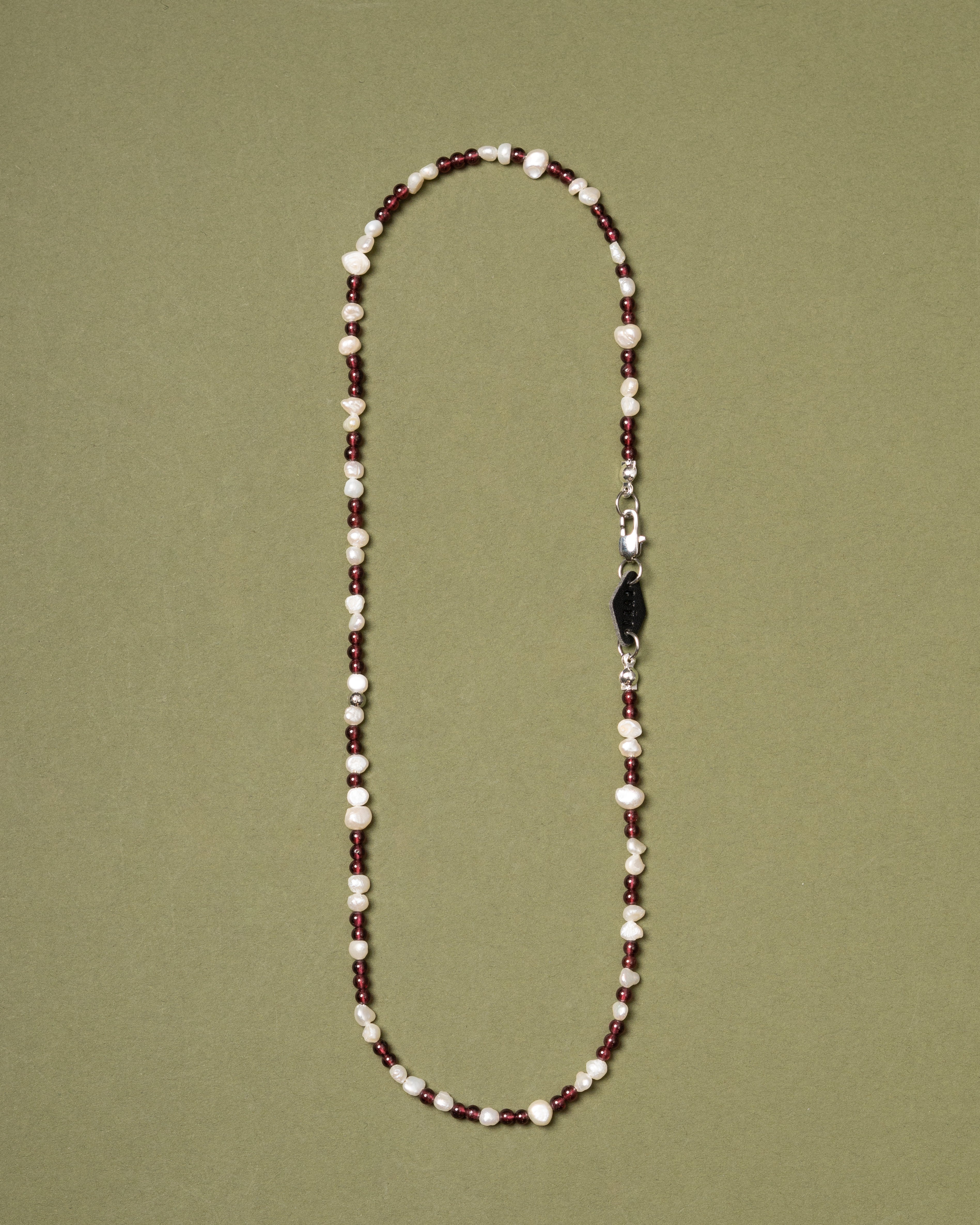 Rosso Petite Garnet Beaded Pearl Necklace