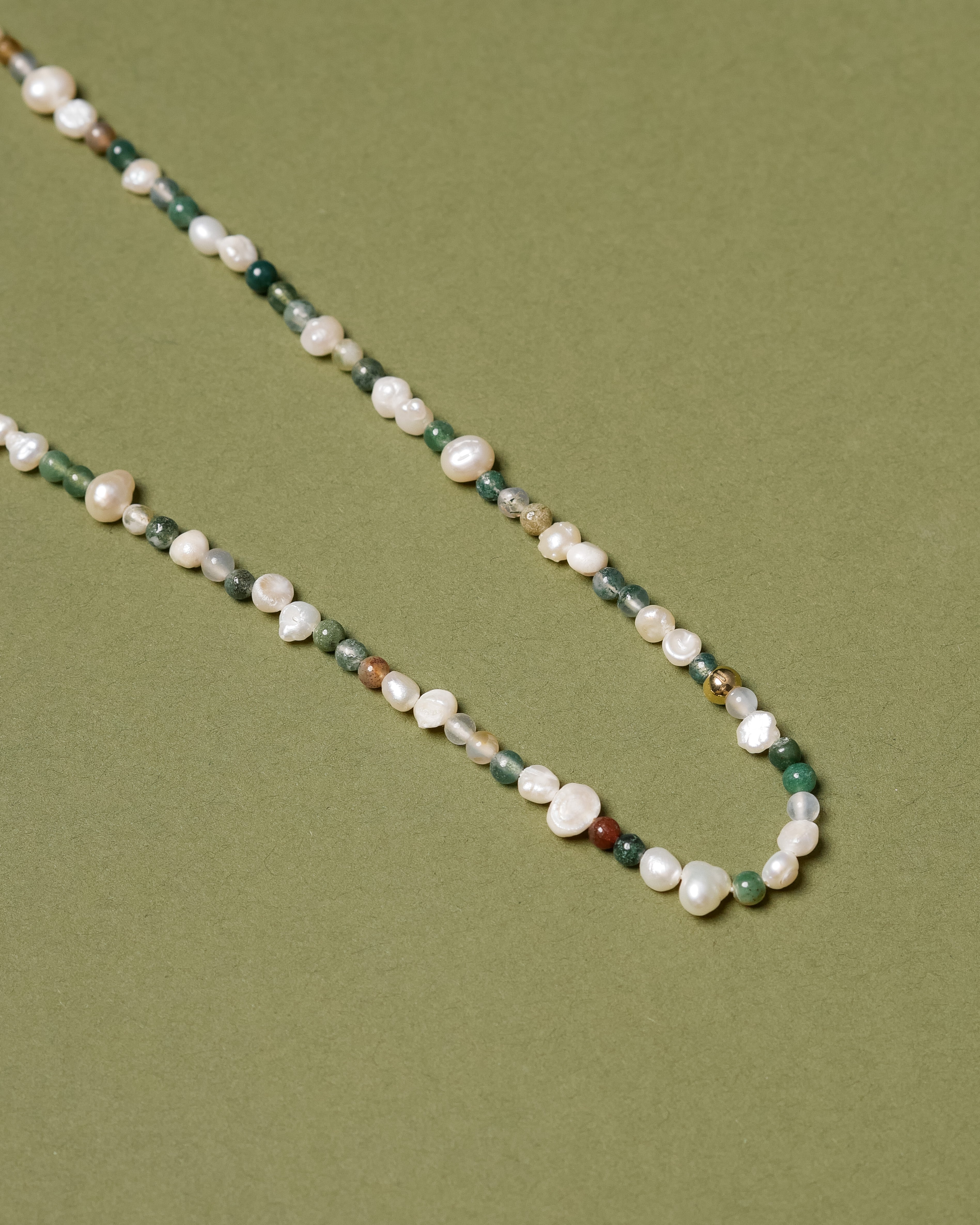 Arya Petite Indian Agate Beaded Pearl Necklace