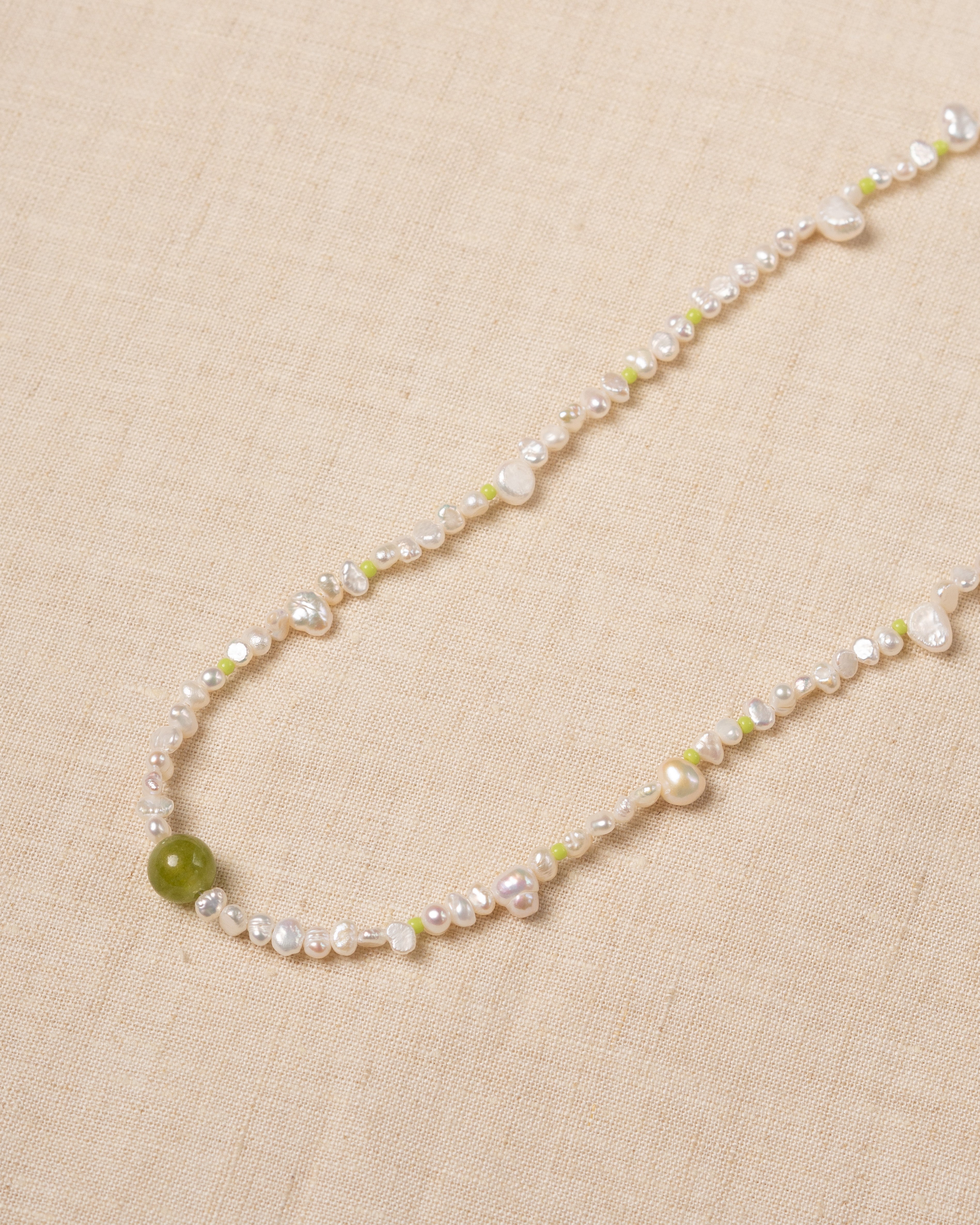 Vireo Olivine Beaded Pearl Necklace