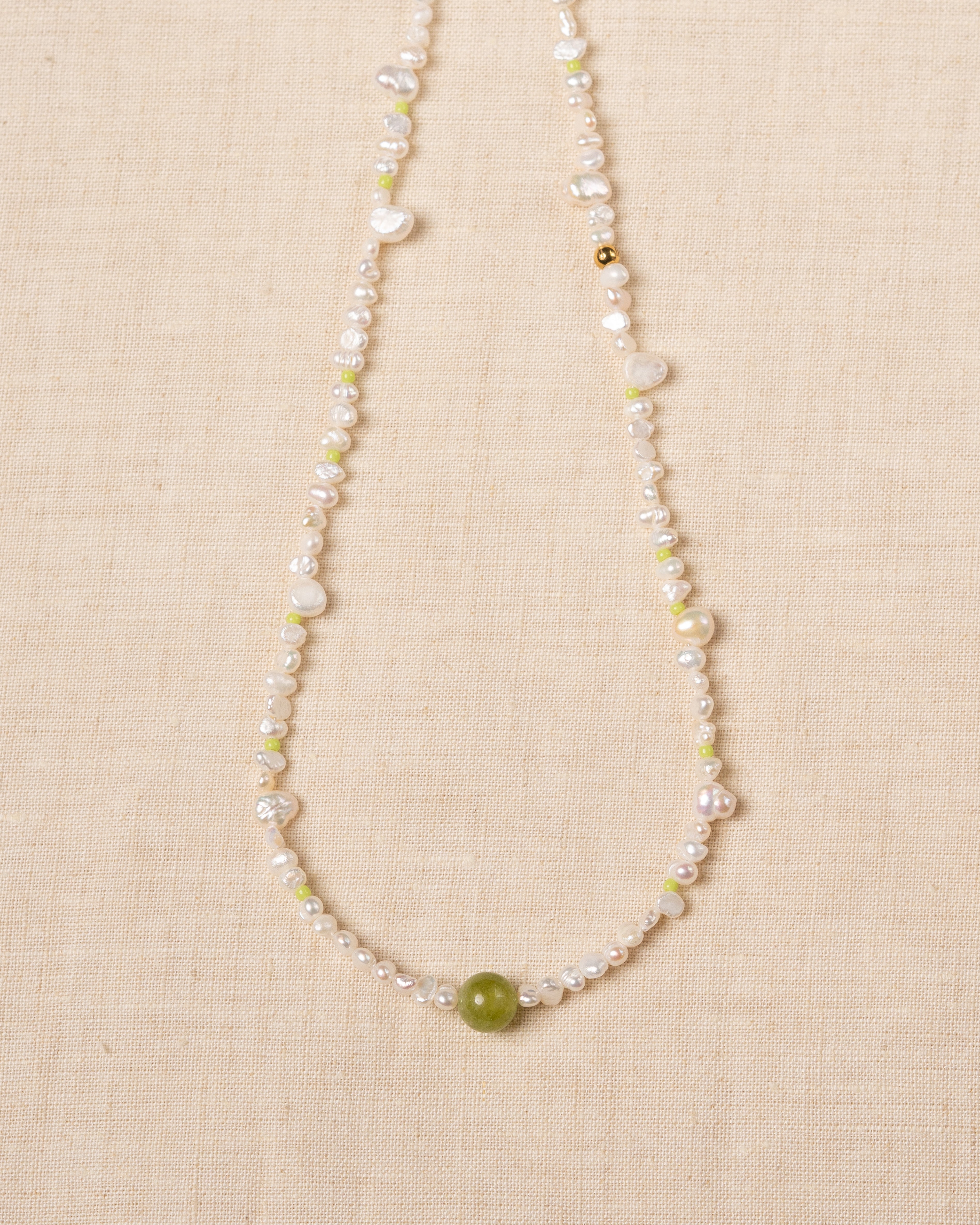 Vireo Olivine Beaded Pearl Necklace