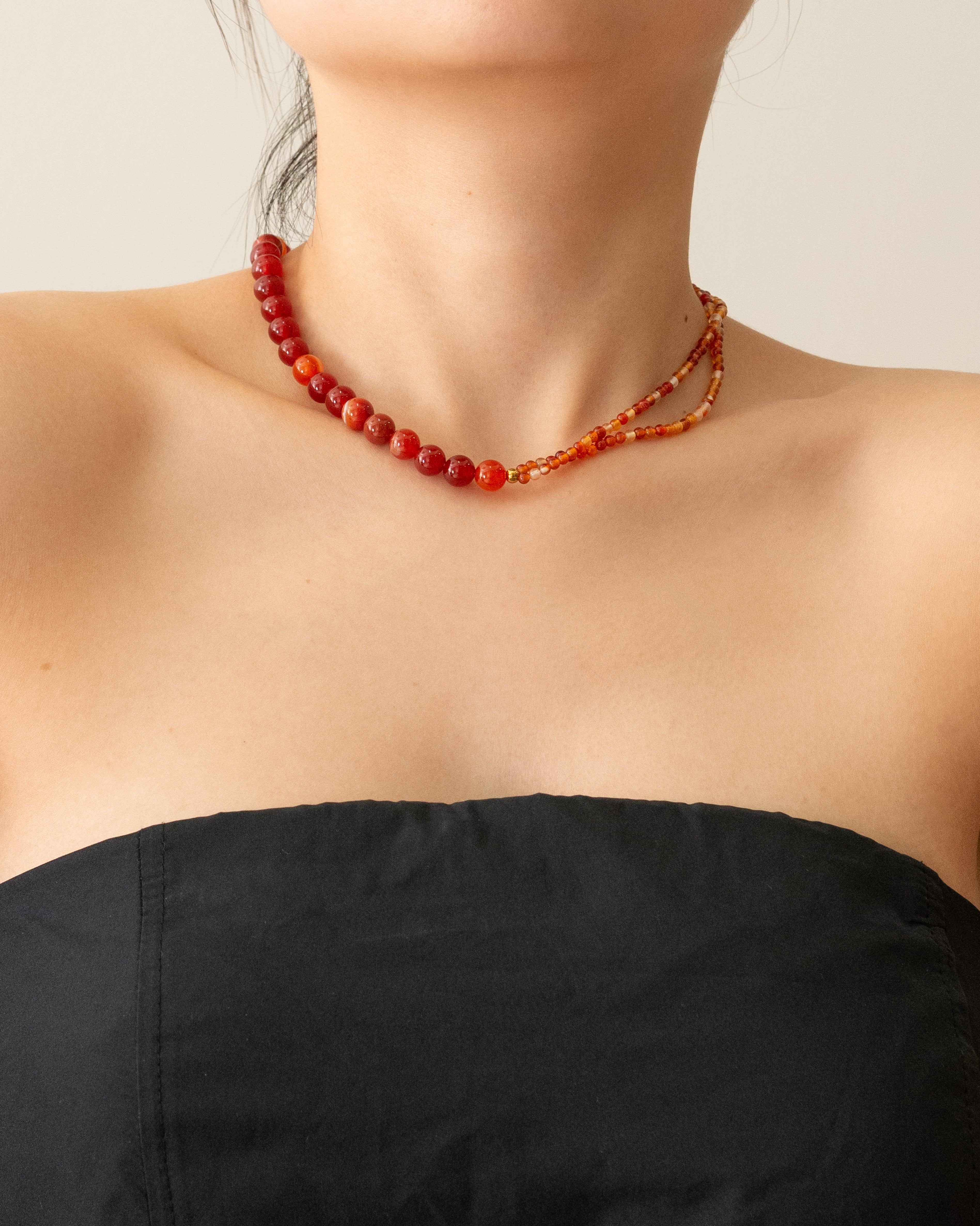 "Hong" Carnelian Agate Beaded Necklace