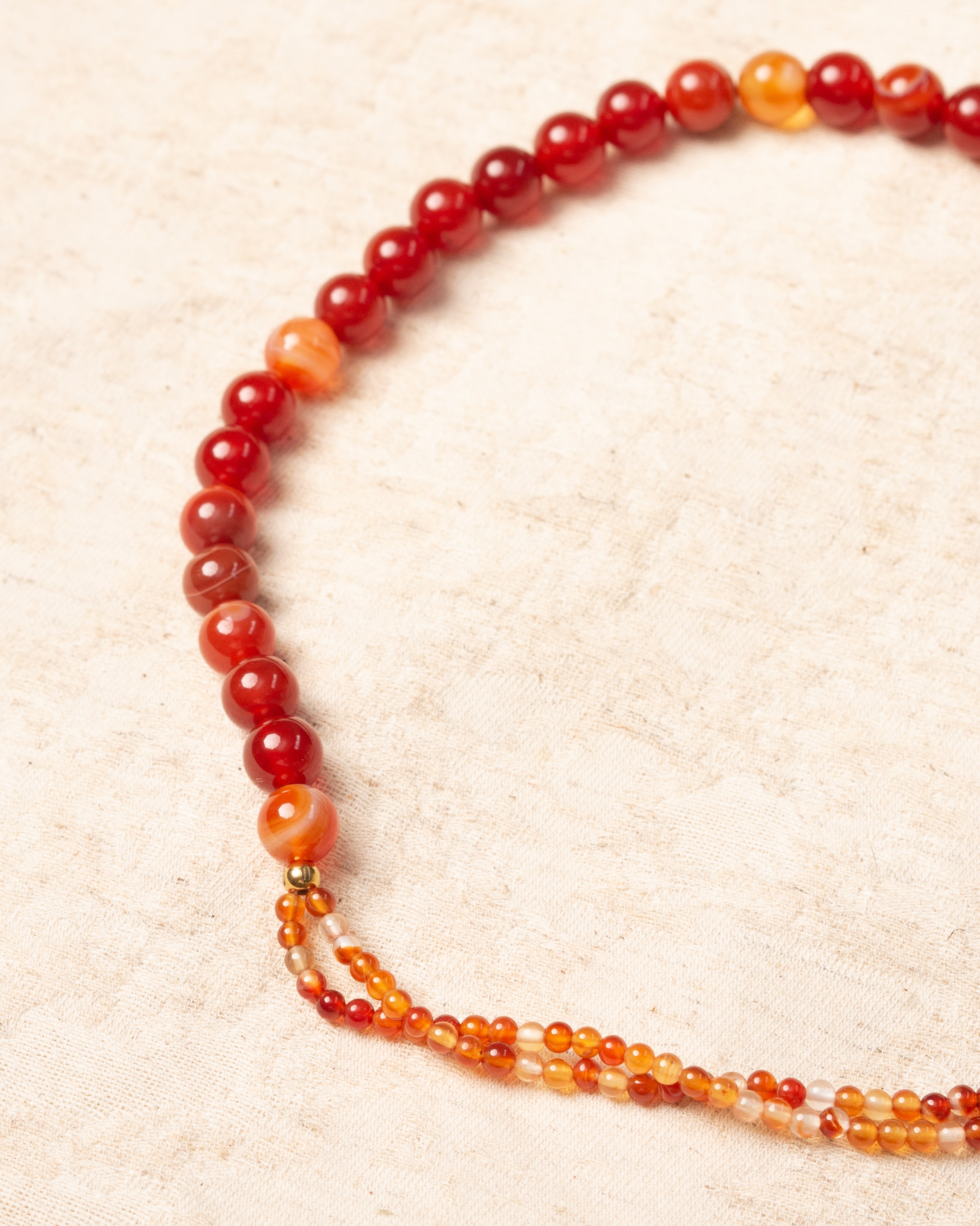 "Hong" Carnelian Agate Beaded Necklace