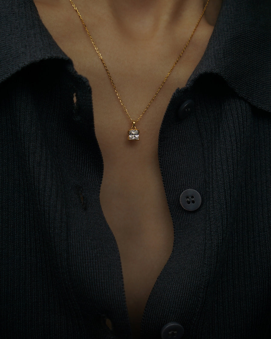 Katrya Square Diamond Pendant Necklace