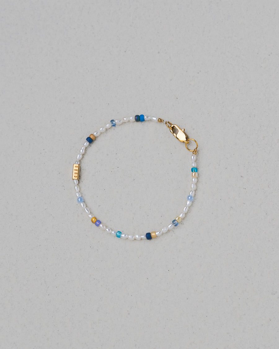 Mizu Blue Beaded Baroque Pearl Bracelet