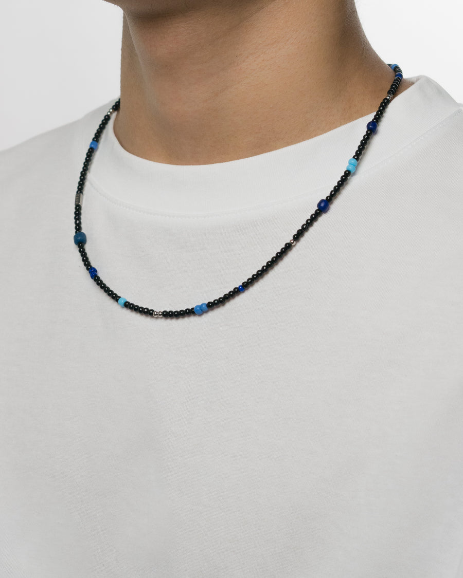 Black Agate Indigo Blue Beaded Necklace