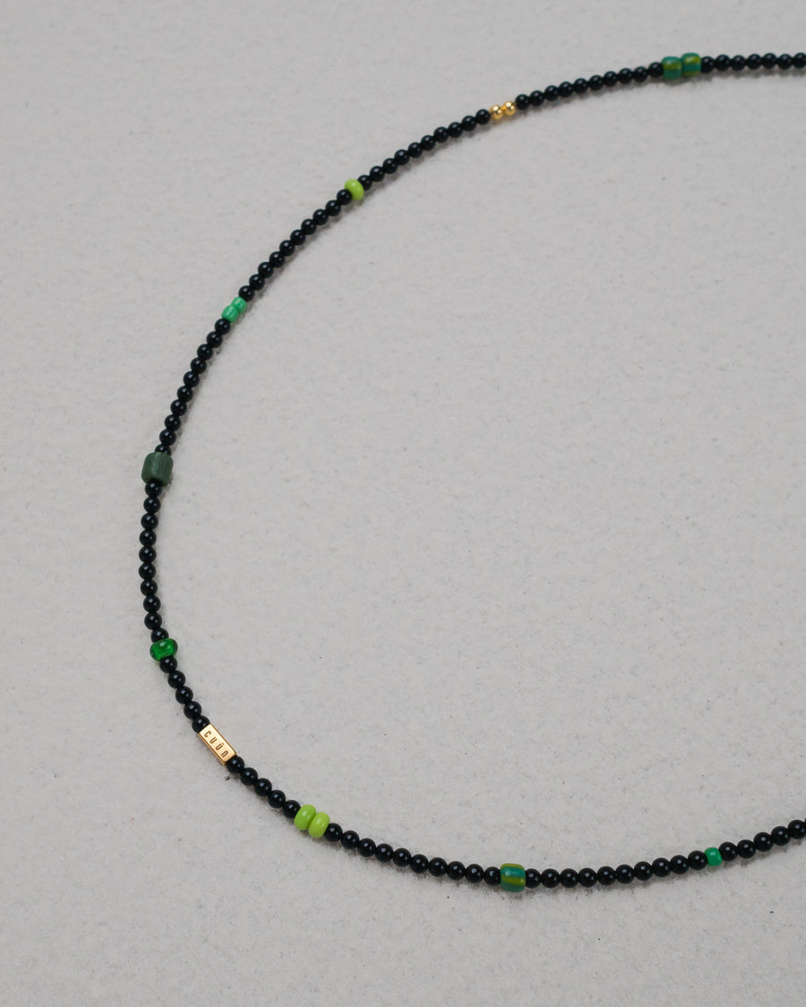Black Agate Emerald Green Beaded Necklace