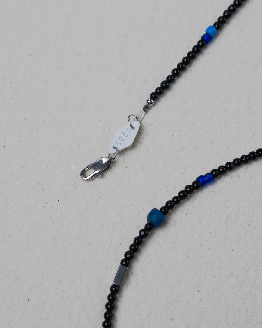 Black Agate Indigo Blue Beaded Necklace