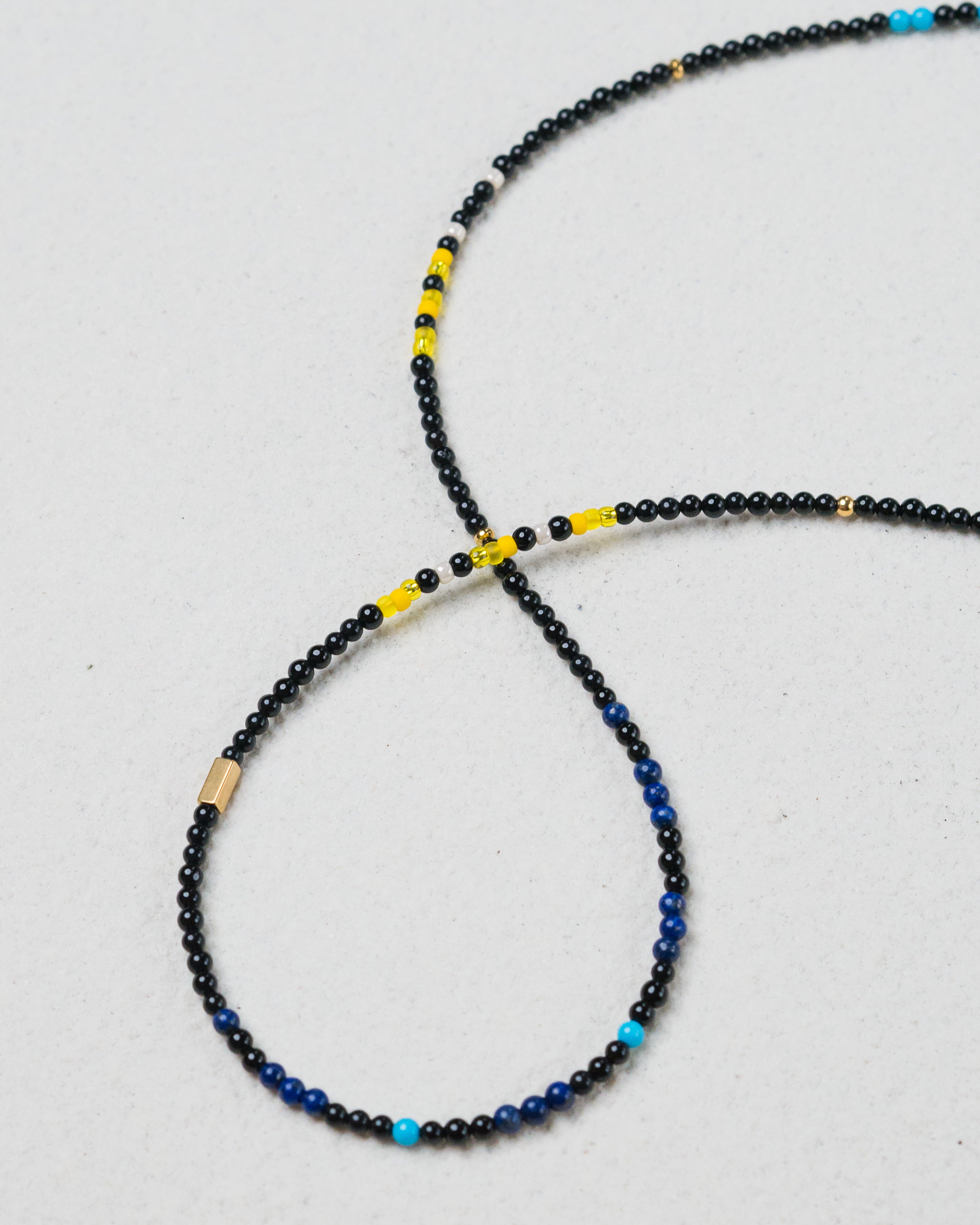 Black Agate Turquoise Two-toned Beaded Necklace