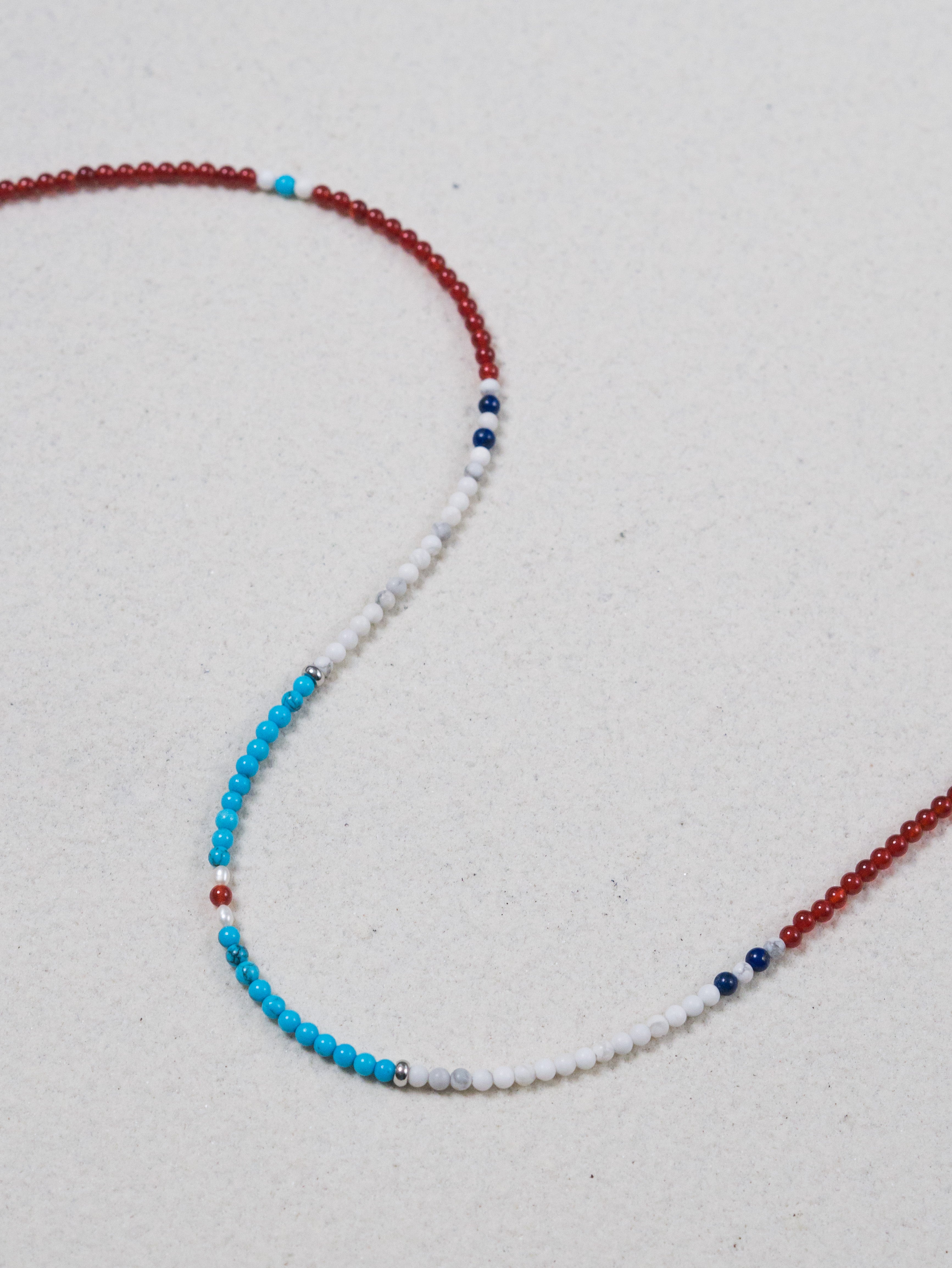 Myojin Red Agate Turquoise Japanese Beaded Necklace