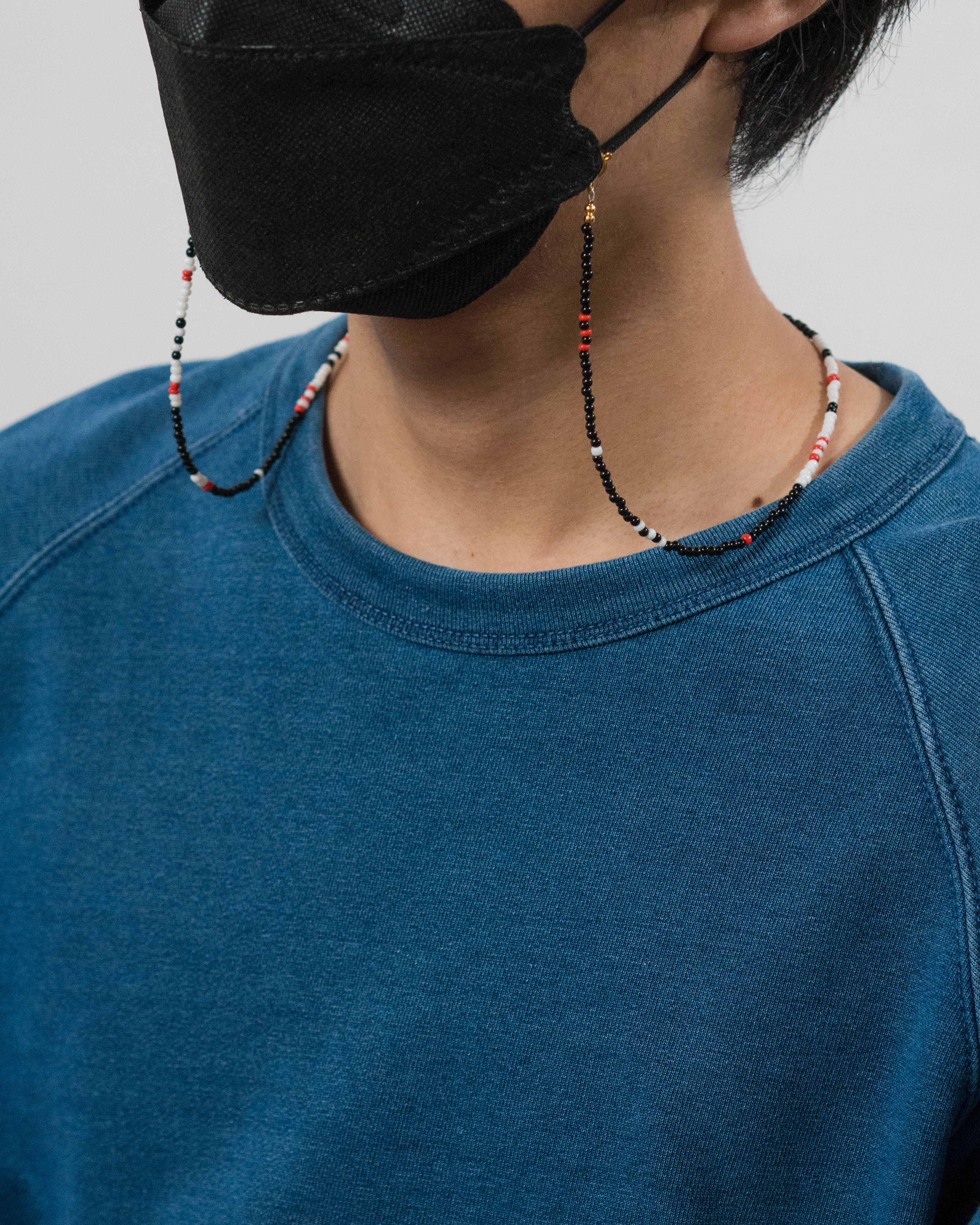Honoka Black Agate Japanese Beaded Mask Chain