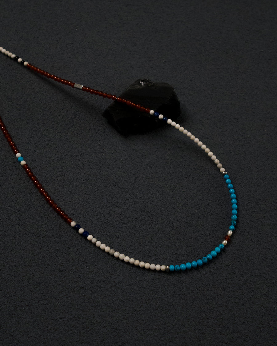 Myojin Red Agate Turquoise Japanese Beaded Necklace