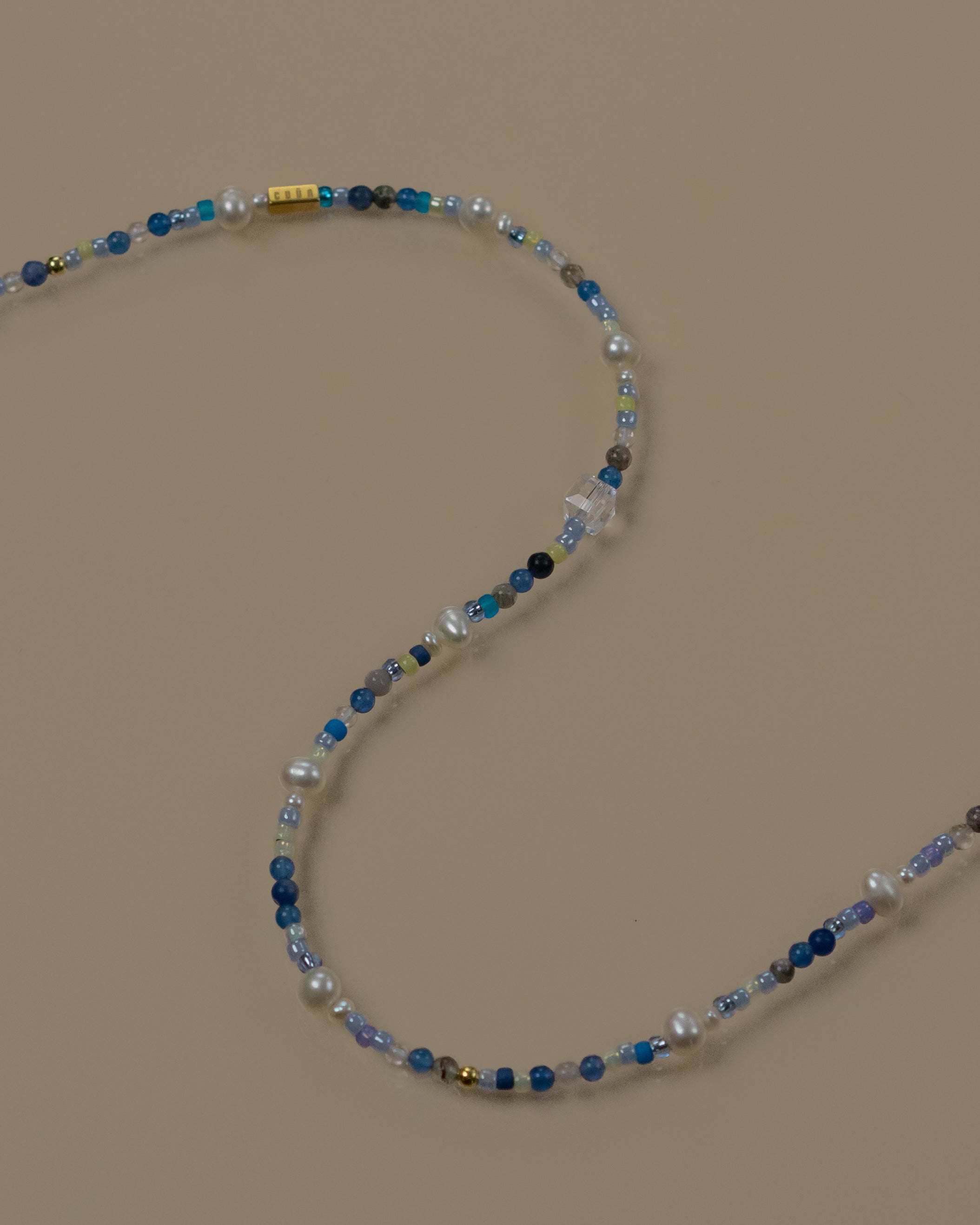 Tsuki Blue Agate Beaded Baroque Pearl Necklace