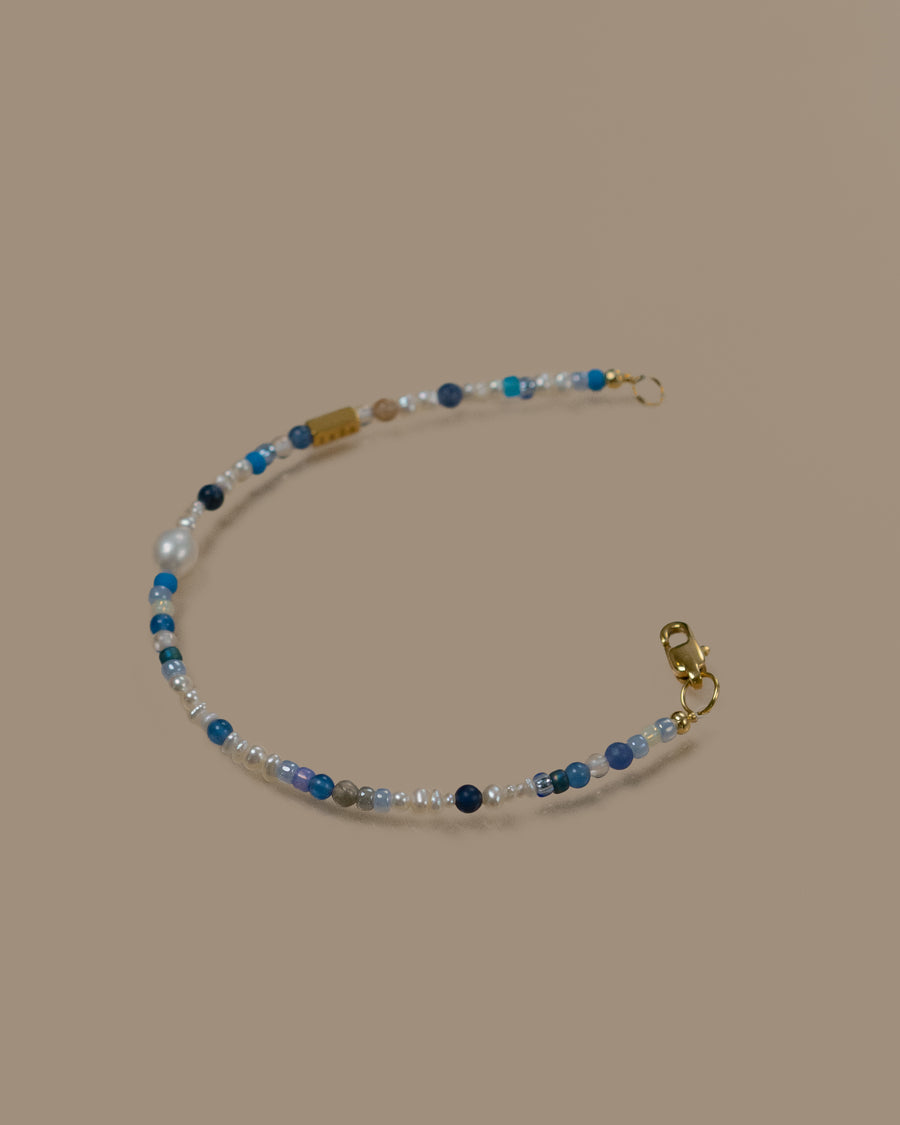 Tsuki Blue Agate Beaded Baroque Pearl Bracelet