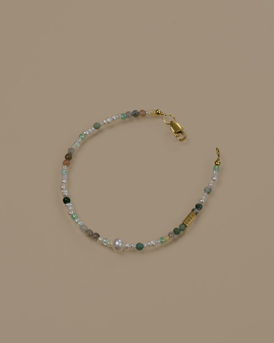 Hara Green Agate Beaded Baroque Pearl Bracelet