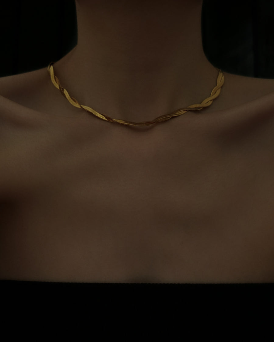 Louella Braided Herringbone Chain Necklace