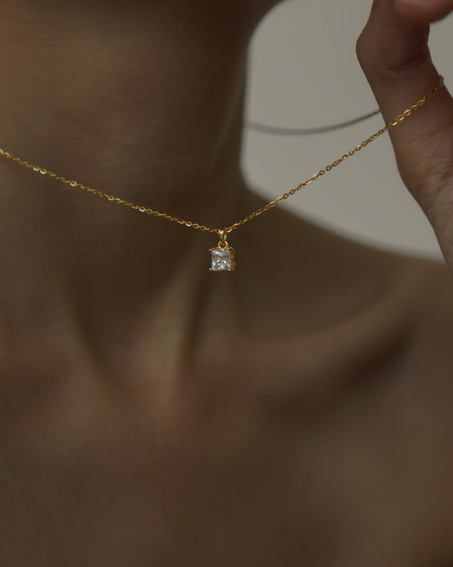 Katrya Square Diamond Pendant Necklace