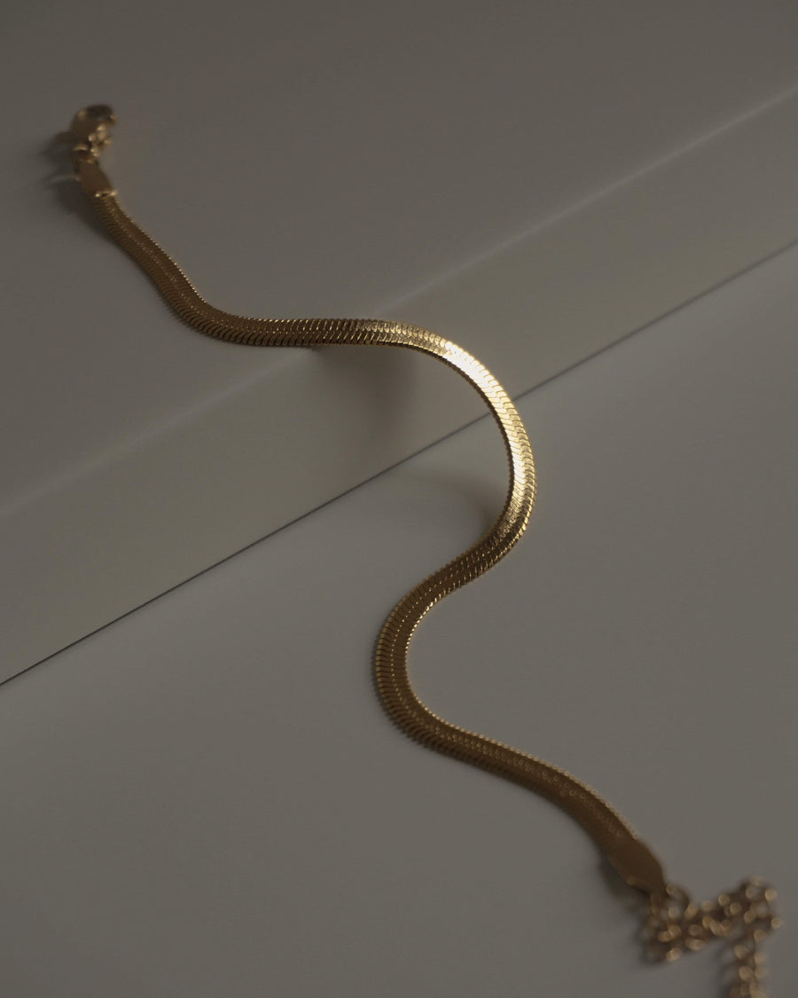 MYJN Bracelets 14K Gold Stainless Steel Louella Herringbone Chain Bracelet