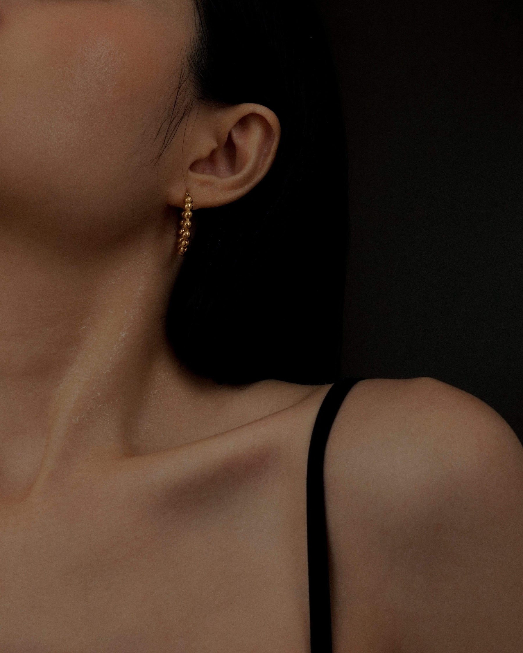 MYJN Earrings 18k Gold Stainless Steel Olja Beaded Hoop Earrings