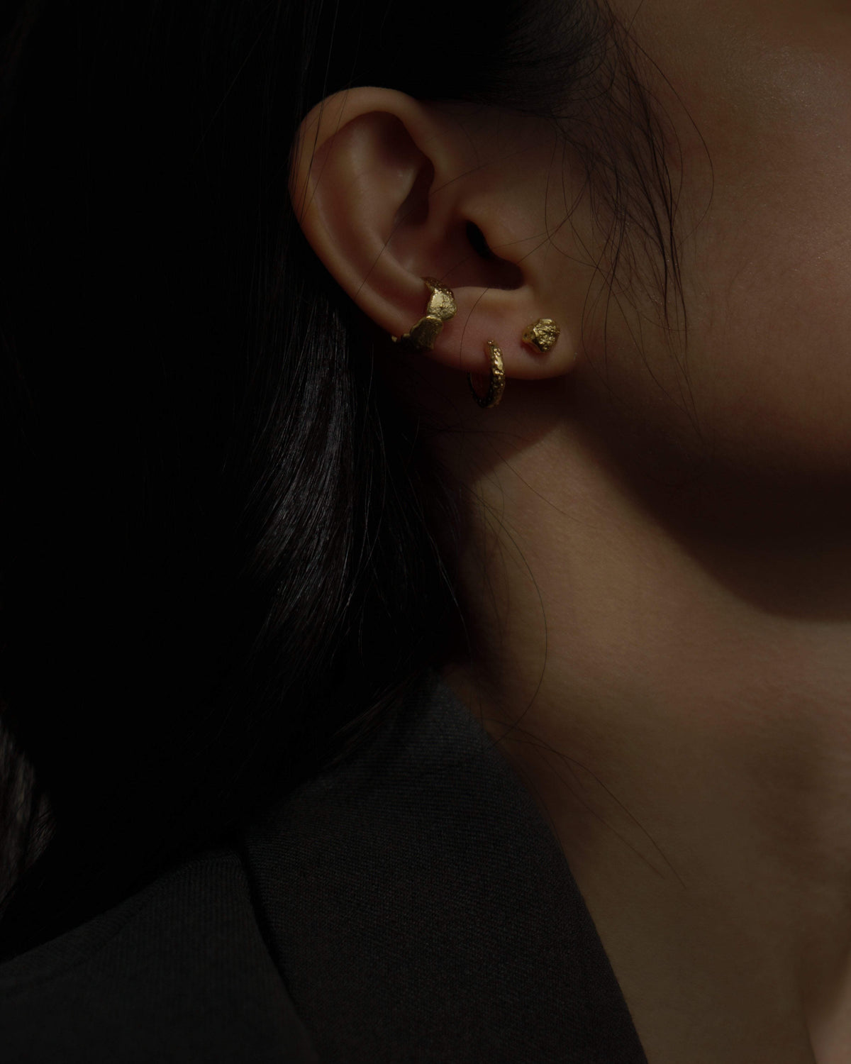 MYJN Earrings Gold Vermeil Aia Gold Nuggets Stud Earrings