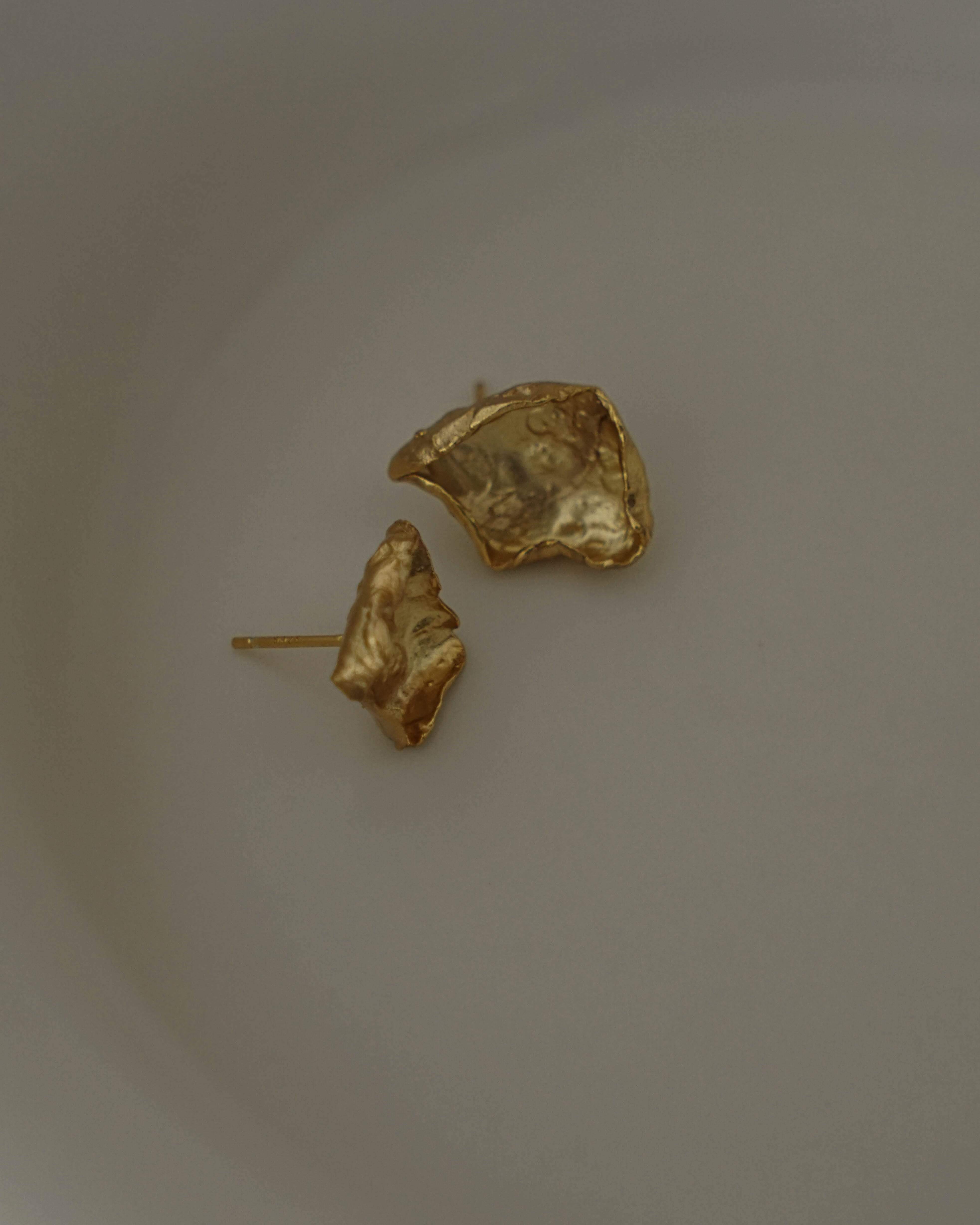 MYJN Earrings Gold Vermeil Zahra Petal Hammered Curved Earrings
