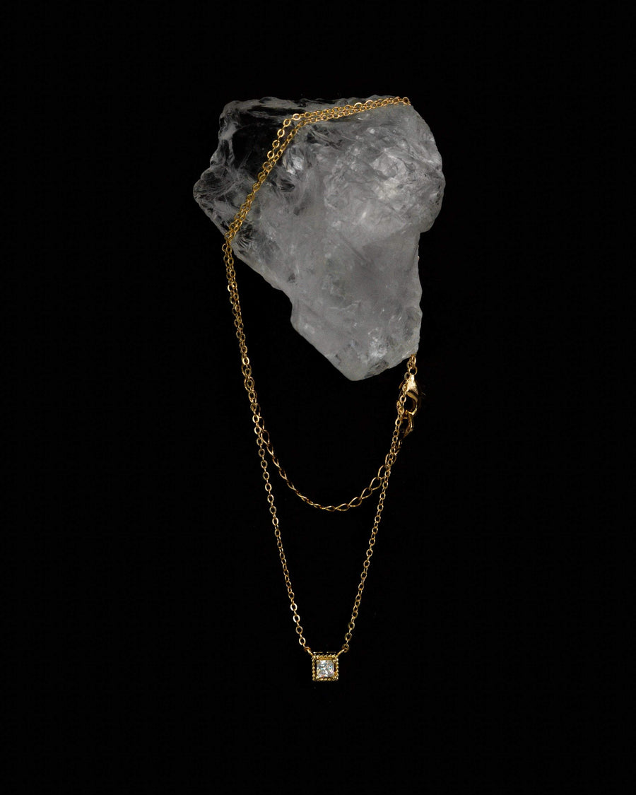 MYJN Necklaces 14k GP Tessa Square Diamond Pendant Necklace