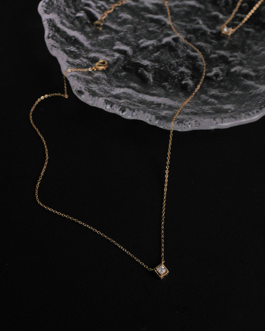 MYJN Necklaces 14k GP Tessa Square Diamond Pendant Necklace
