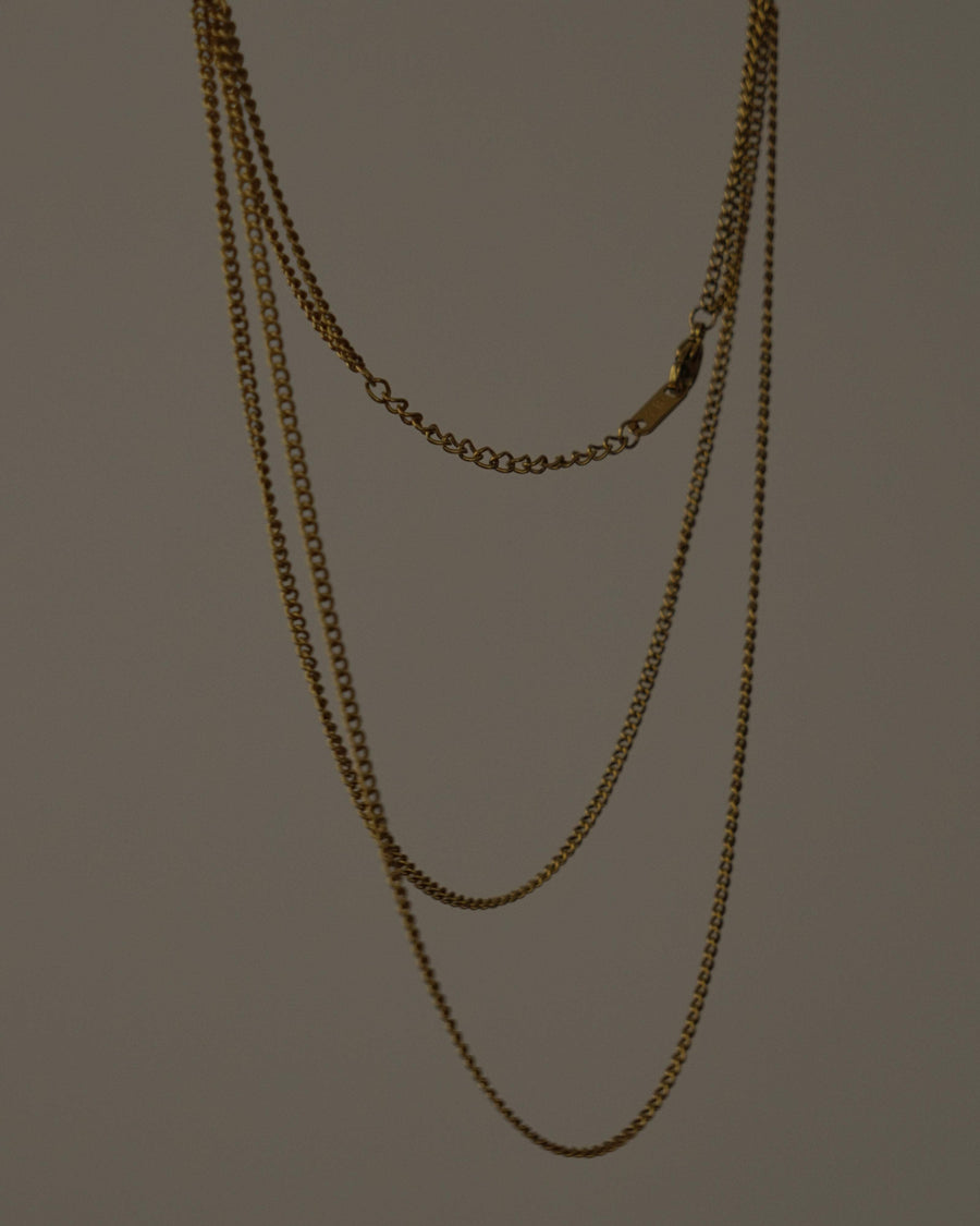 MYJN Necklaces 18K Gold Stainless Steel Layered Curb Chain Necklace