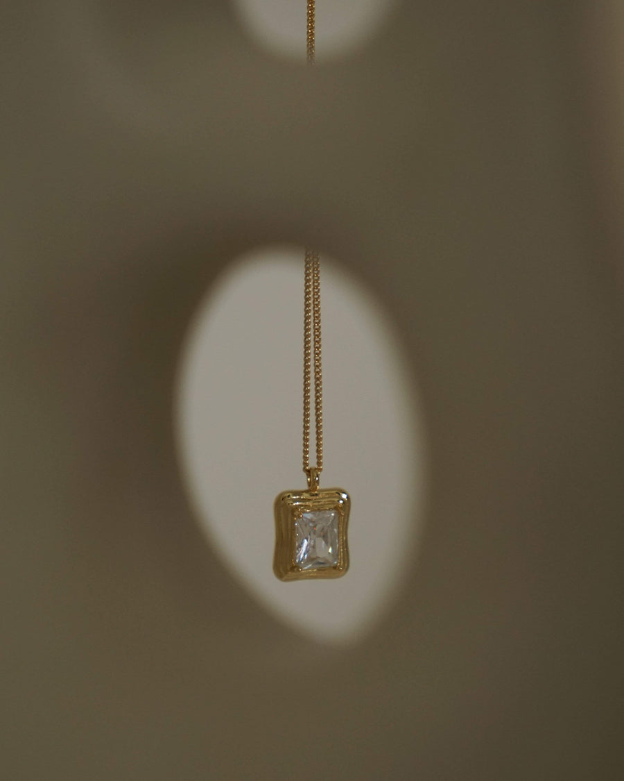 MYJN Necklaces Gold Vermeil Sienna Baguette Diamond Pendant Necklace